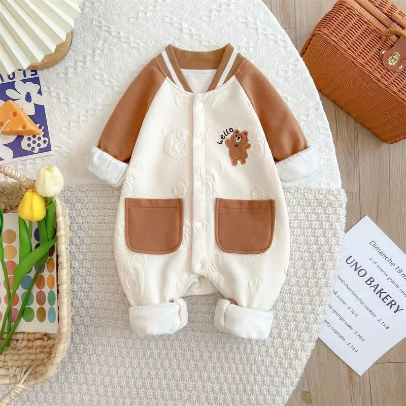 s【优选】新生婴儿春秋连体衣可爱超萌天使小飞熊连体哈衣sy