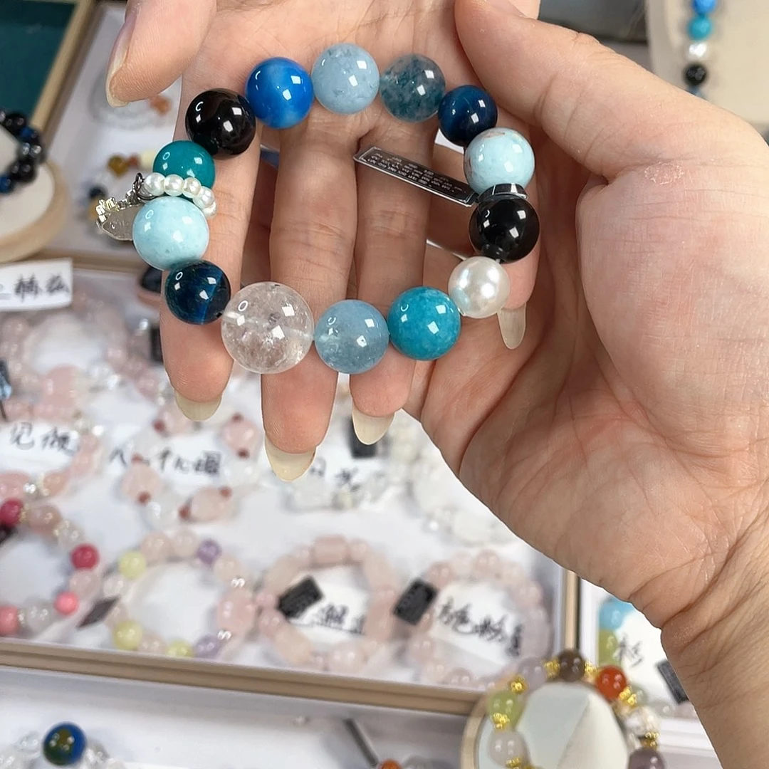 水晶手链银S925镀金镶嵌