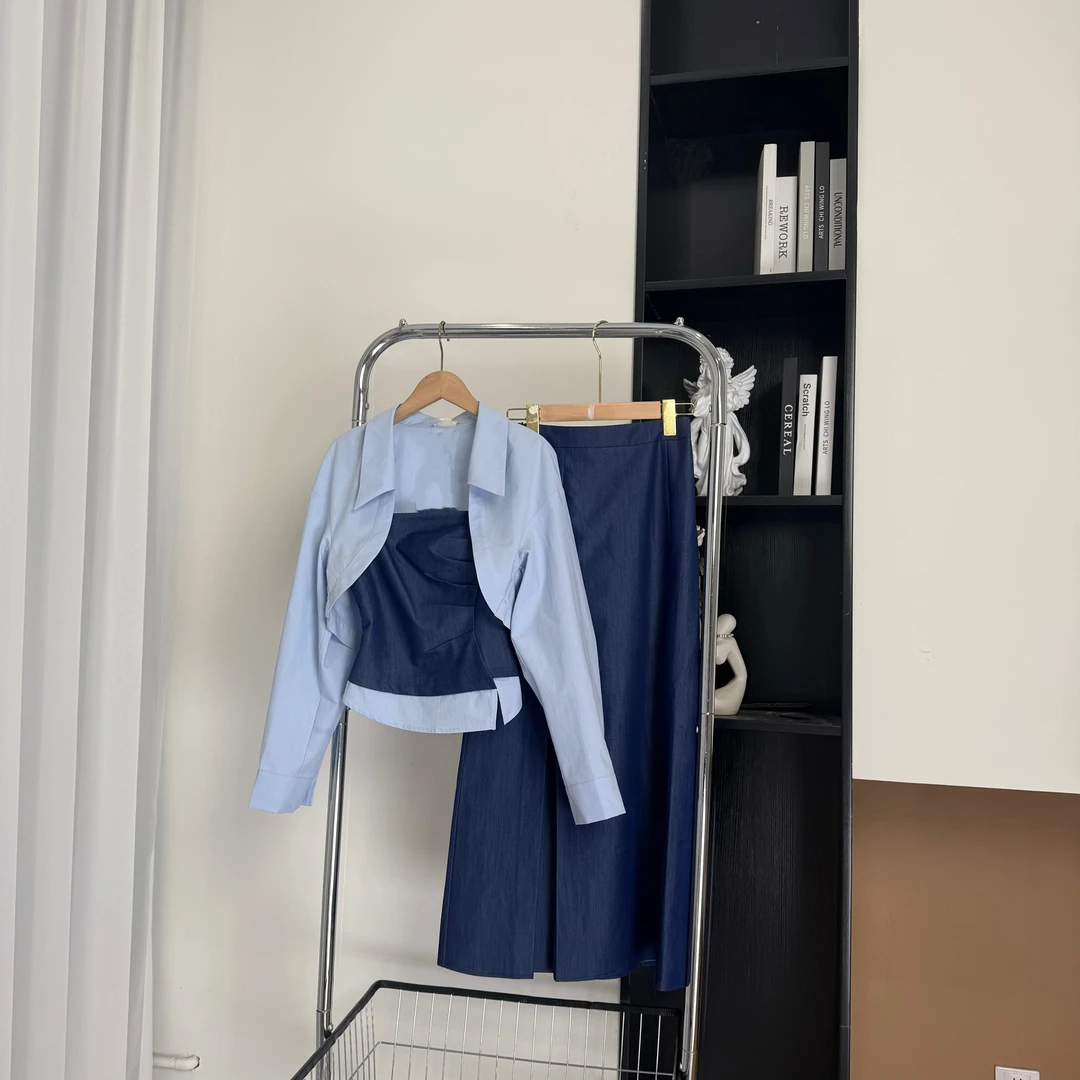 Design/25春季新款法式气质轻熟时尚百搭上衣+半裙 10054 BCK