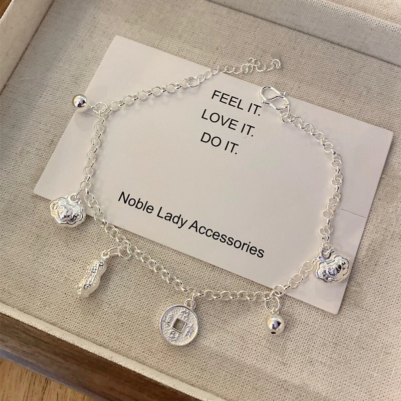 足银脚链 多宝花生脚链 新中式轻奢时尚YS091