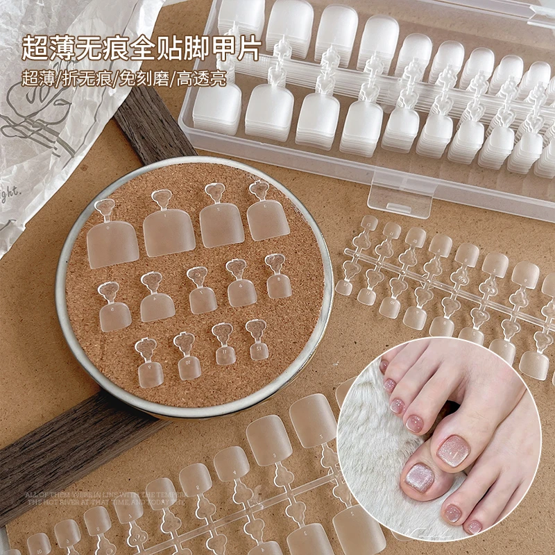 【菊籽老师推荐】超薄无痕全贴脚甲片美甲免打磨短款方形穿戴甲片