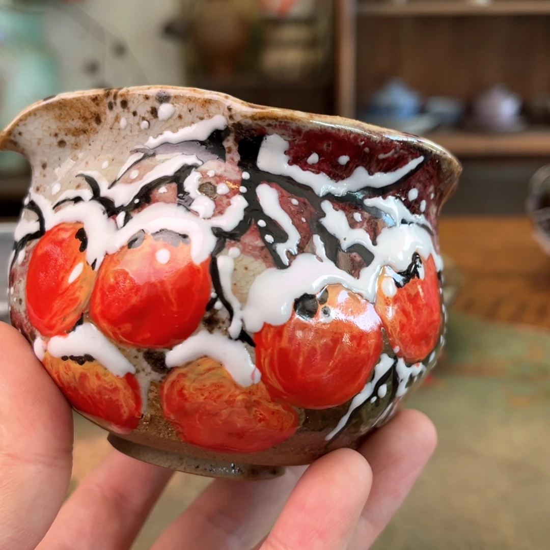 杯百*柴烧手工手绘陶瓷