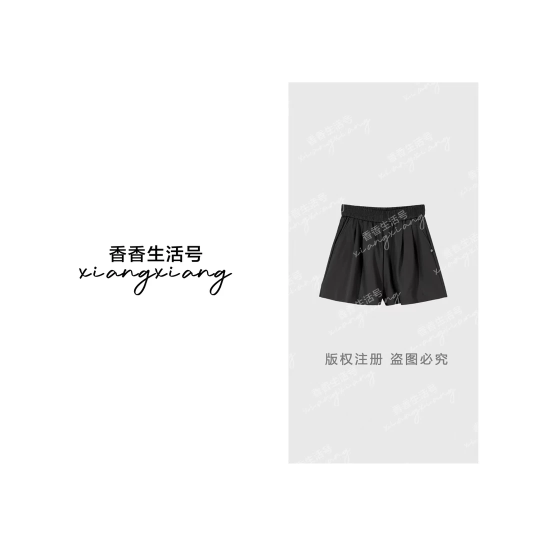 【香香严选】“穿搭派”2025秋季琥珀流光高腰显瘦百搭A字皮短裤89060