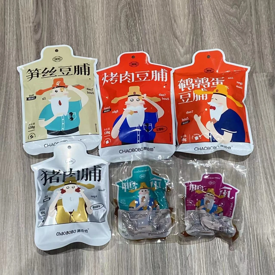 ChaoBoBo/潮伯伯肉肉组合烤肉豆干+笋丝豆干+鹌鹑蛋豆干