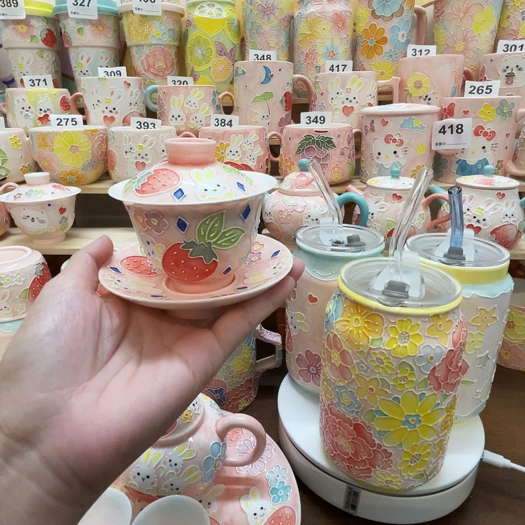 瓷片小黑点玉泥盖碗20号号号