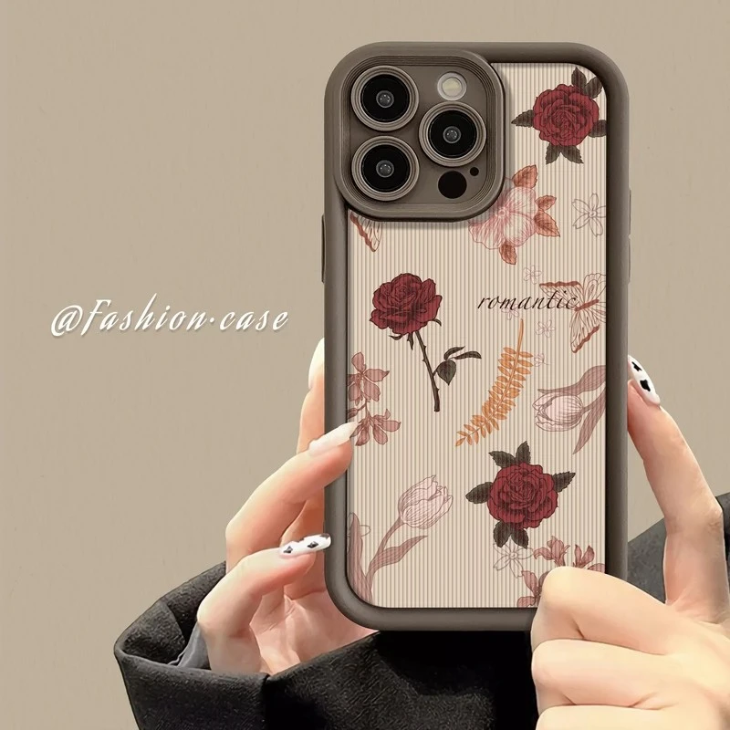 条纹花朵适用于苹果16promax/15华为P70vivo13小米oppo手机壳14