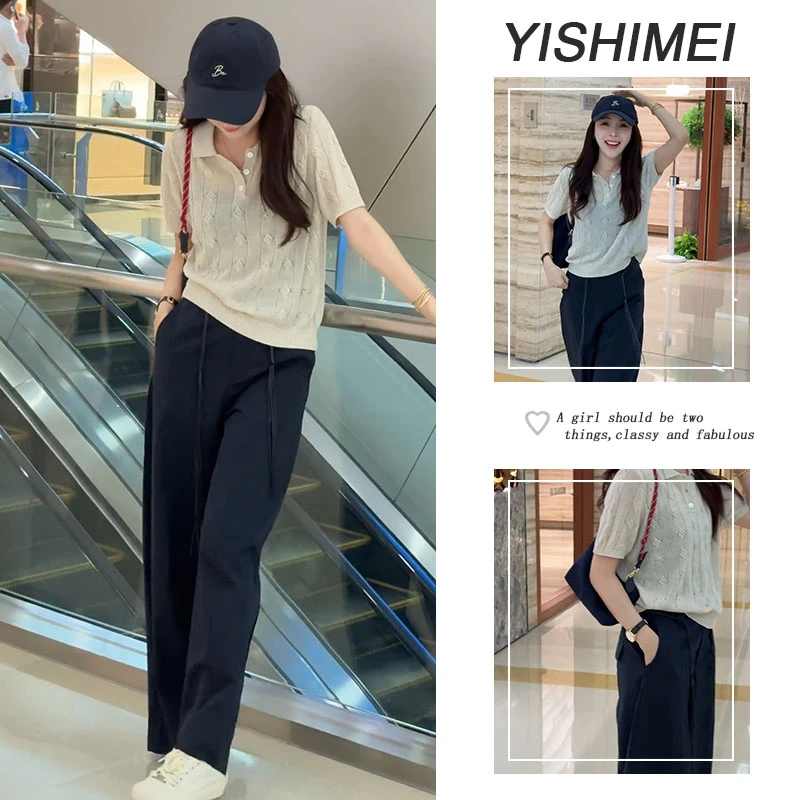 夏季温柔系穿搭一整套2025新款韩版气质简约百搭上衣休闲裤两件套