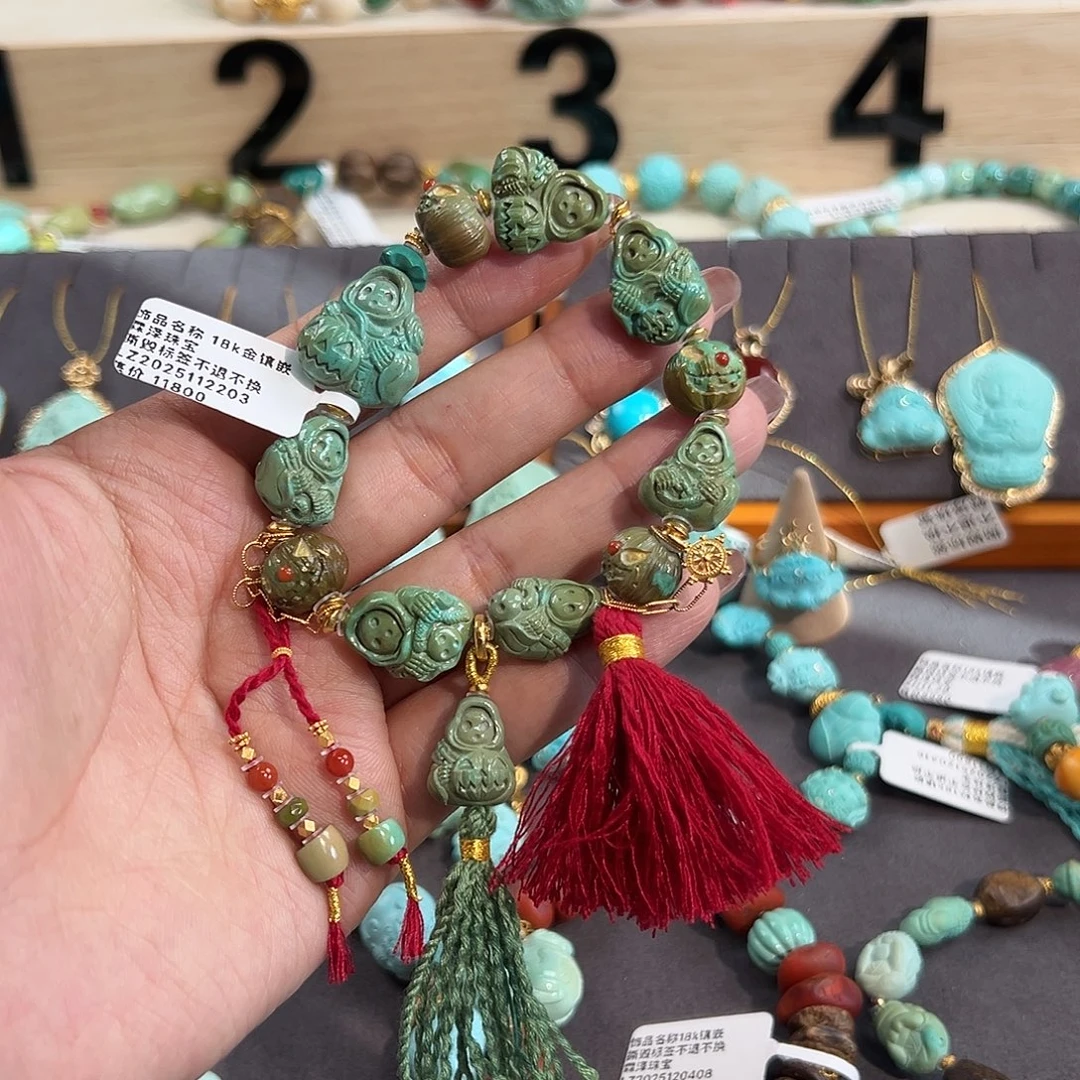 绿松石18K金镶嵌手串小女巫手串
