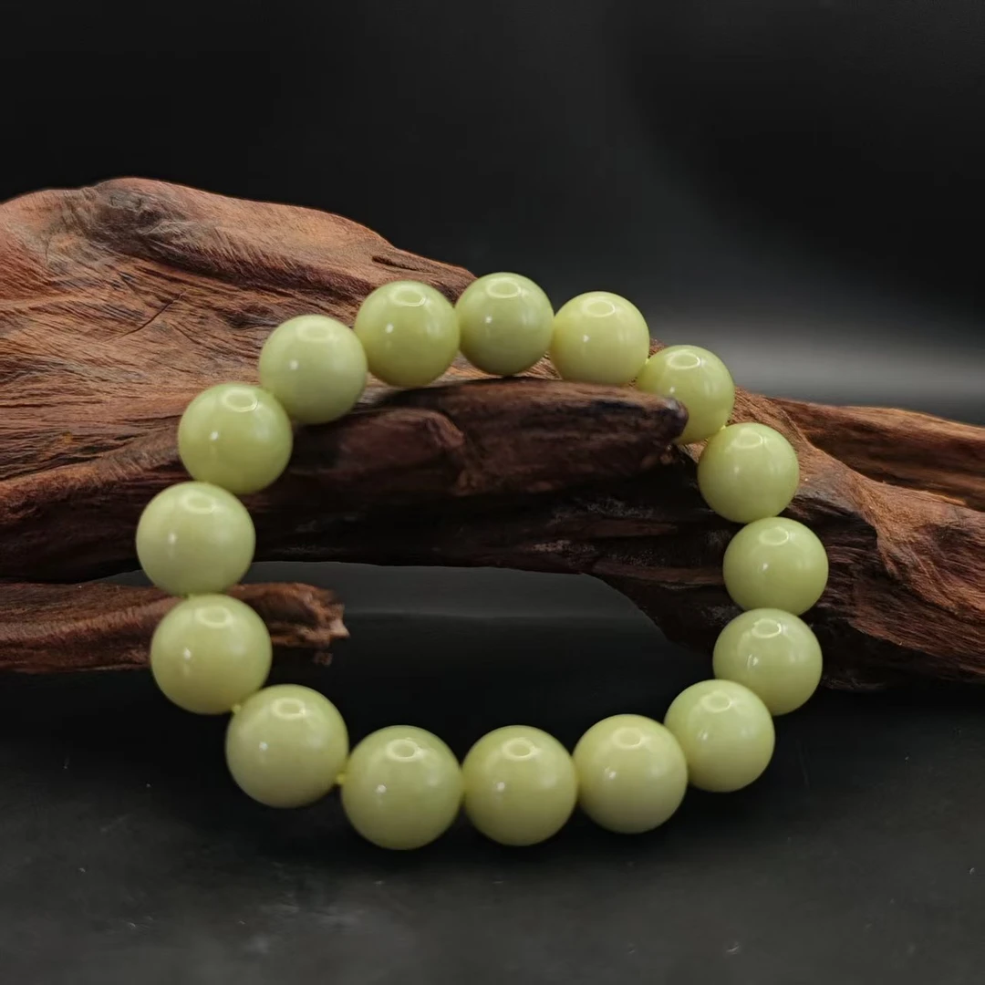 Q和田玉黄口圆珠手串（卡12）3414