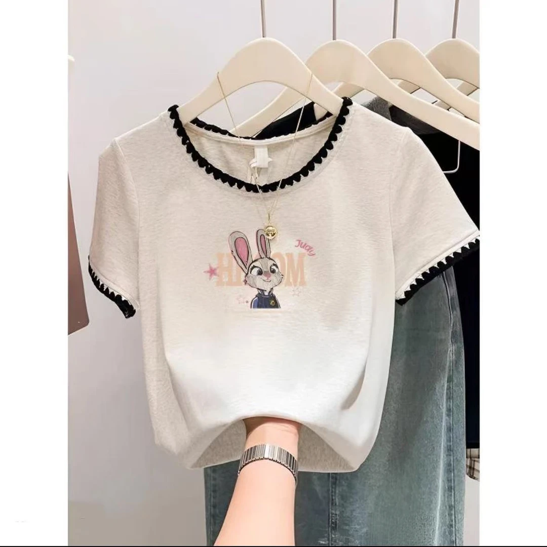 大码女装胖mm灰色圆领印花短袖t恤新款夏季复古正肩宽松显瘦上衣