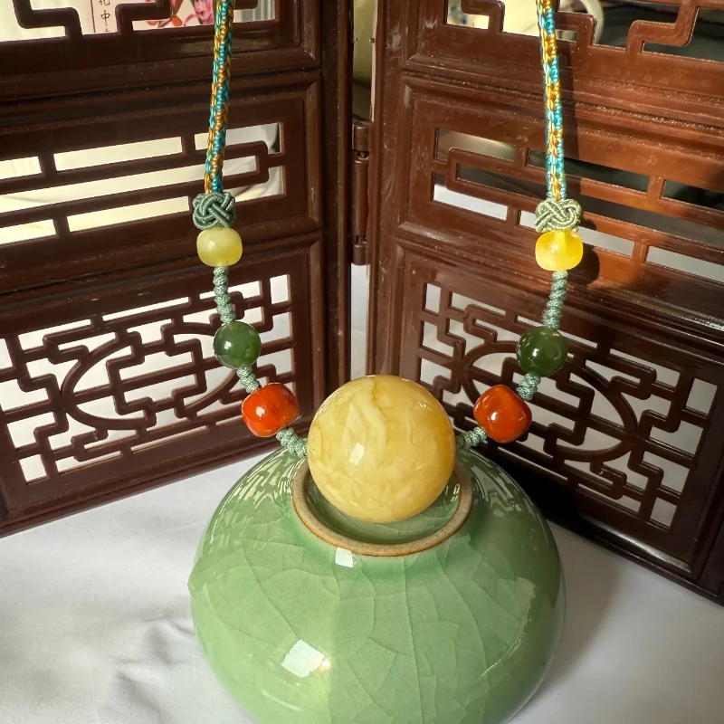 假一赔十、天然琥珀蜜蜡俄料圆珠24-25mm锁骨链（多样性发其一）