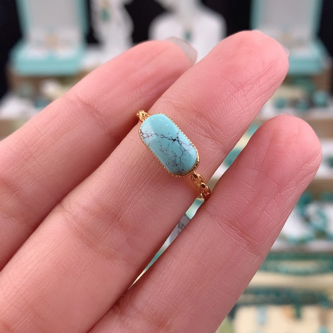 绿松石银S925镶嵌戒指