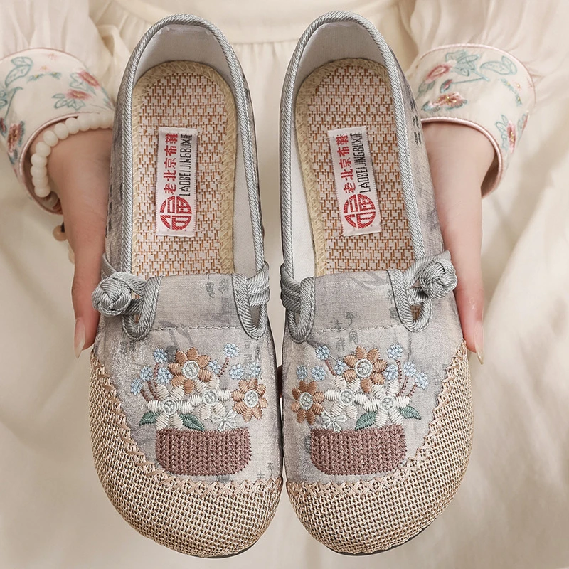 【新店福利】新中式老北京布鞋女透气民族风绣花鞋国风渔夫鞋中老年