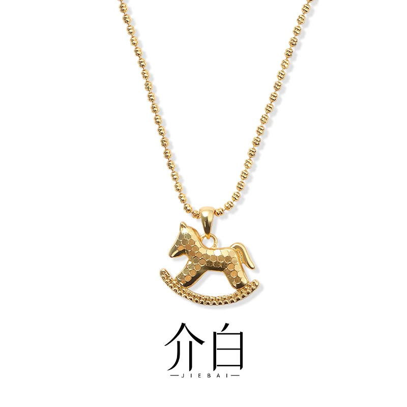 铜合金项链 小马饰品气质小众时尚金色坠链百搭轻奢简约项链