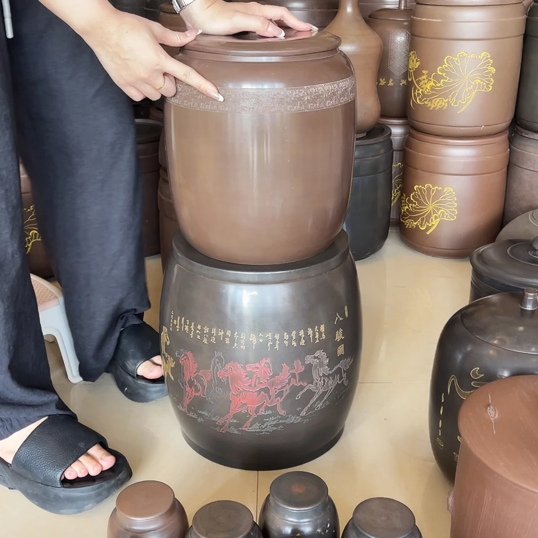 钦州坭兴陶茶叶罐七斤装 孤品微瑕