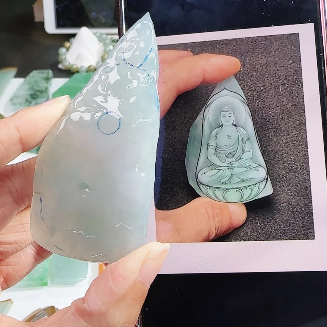 定制翡翠未镶嵌缅甸翡翠挂件