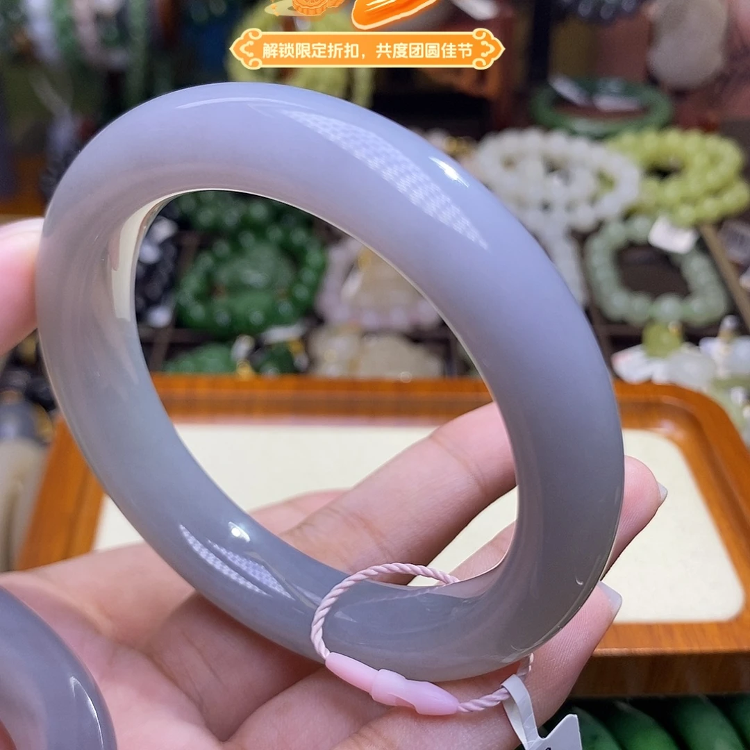未镶嵌手镯和田玉浓烟紫老矿料脂膏级手镯58