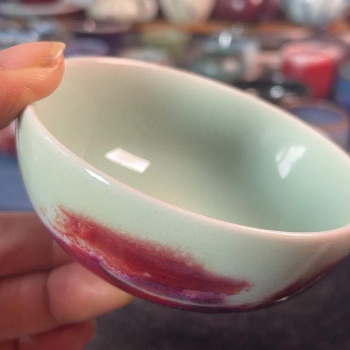 摆件玉石釉手工茶碗