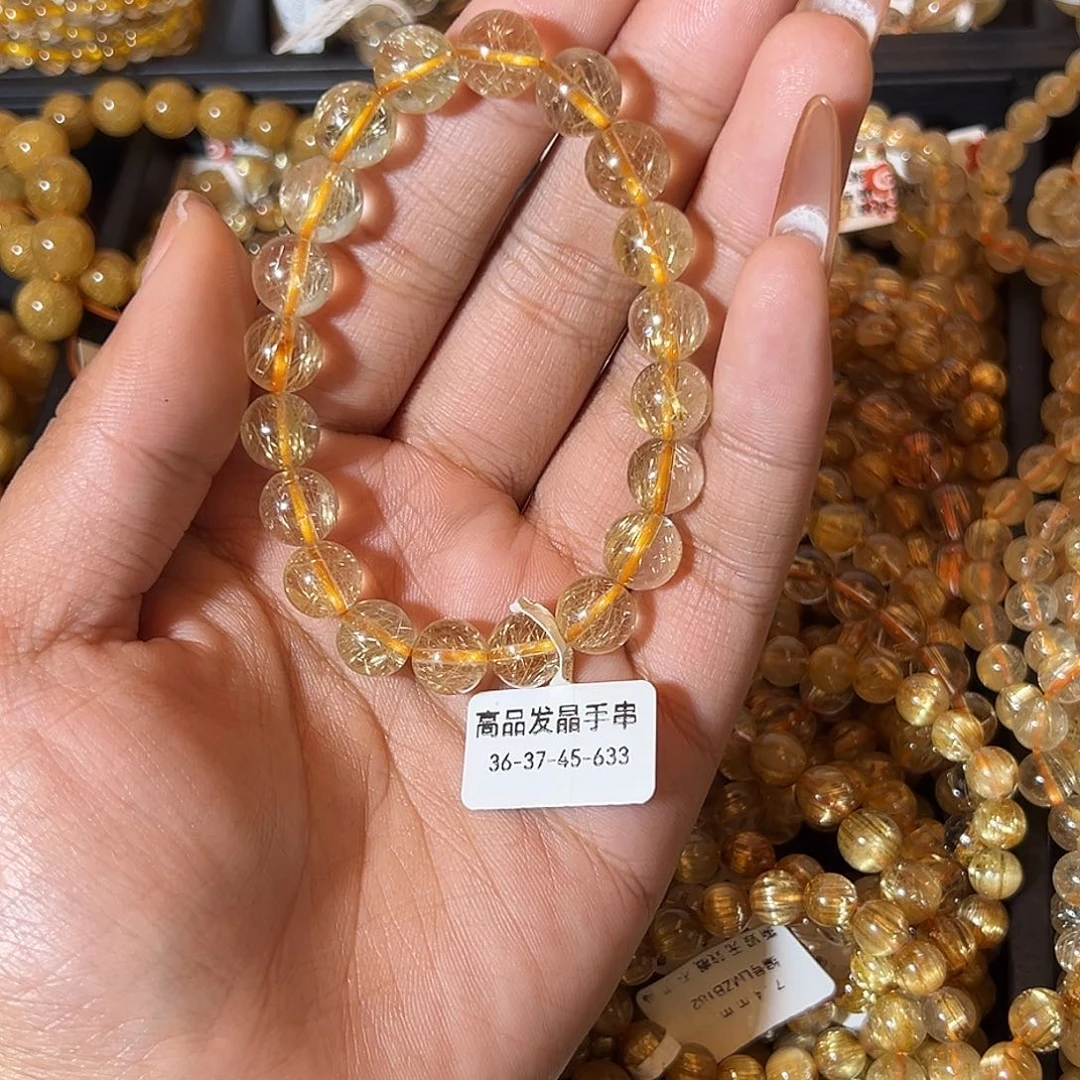旺***头发晶未镶嵌手链天然金发晶