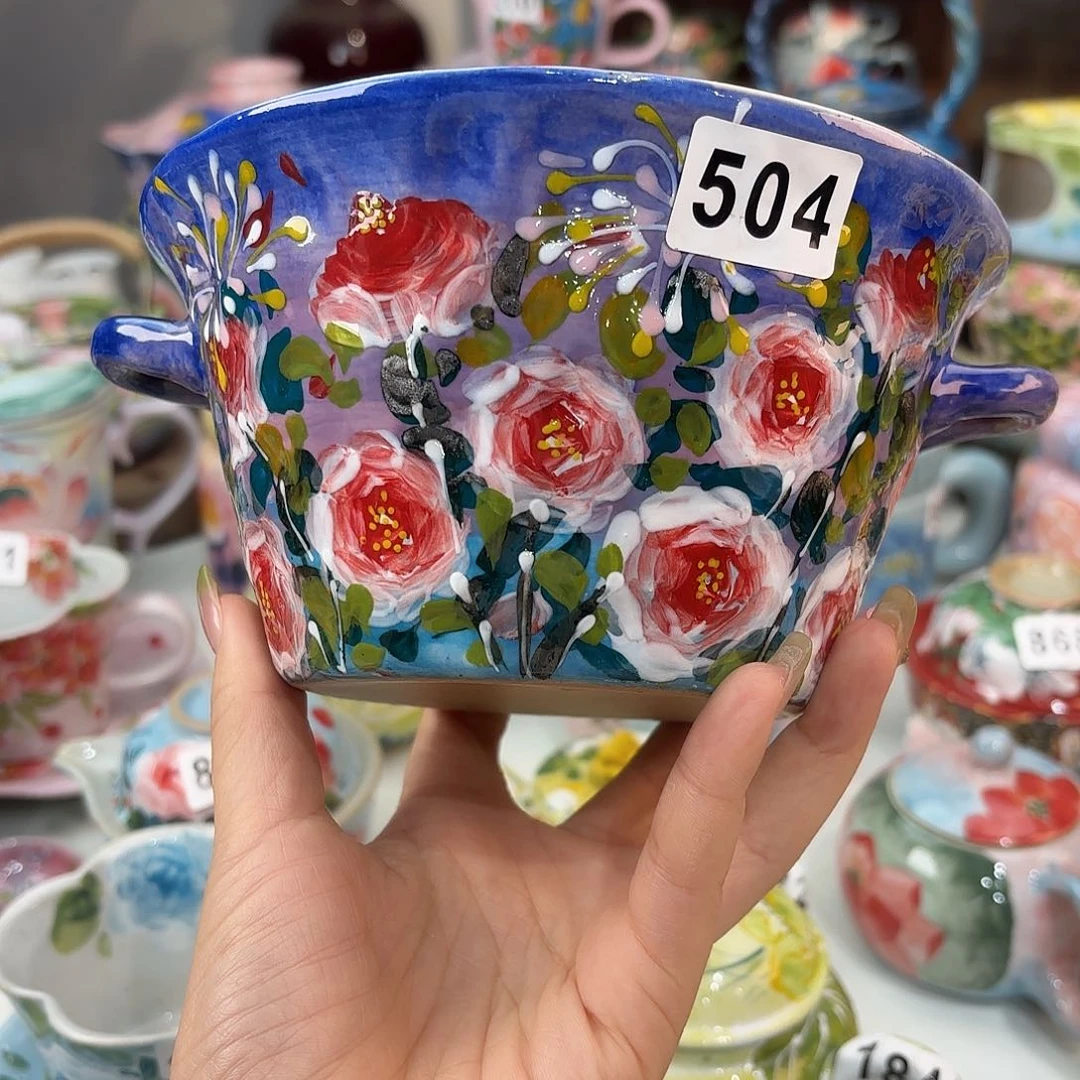 瓷片景德镇手绘高温釉下彩陶瓷茶具