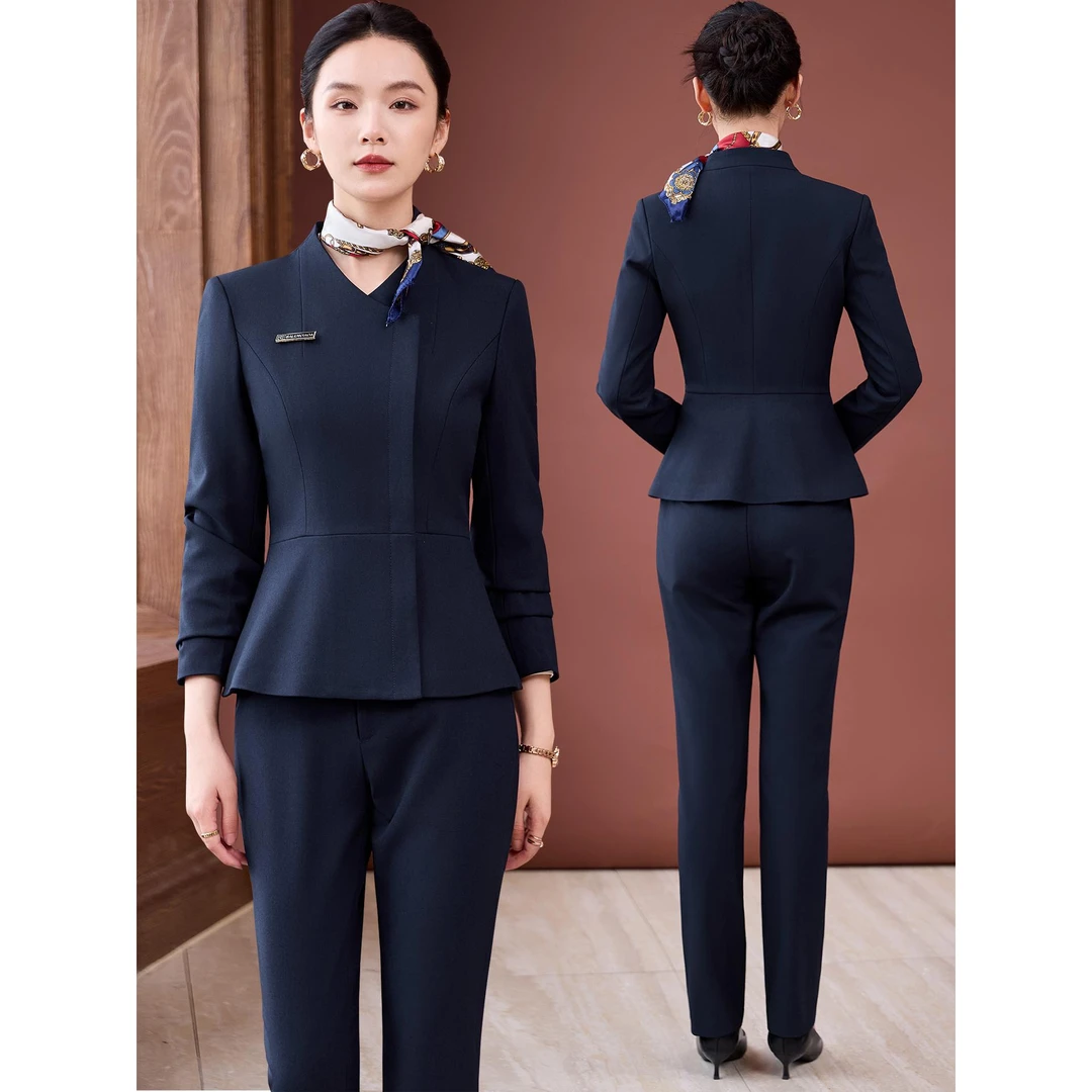 高端西装套装女秋冬职业气质酒店餐饮前台接待美容院珠宝店工作服