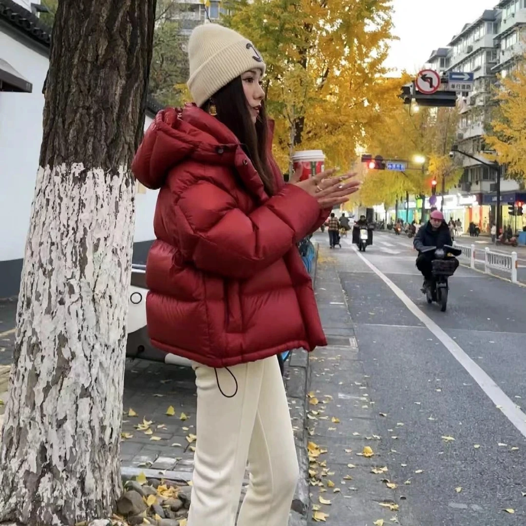 【莉莉】5防90白鸭绒24年冬新款轻奢连帽羽绒服韩版情侣款68F25