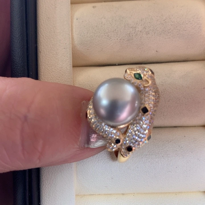 银S925镶嵌戒指海水珍珠