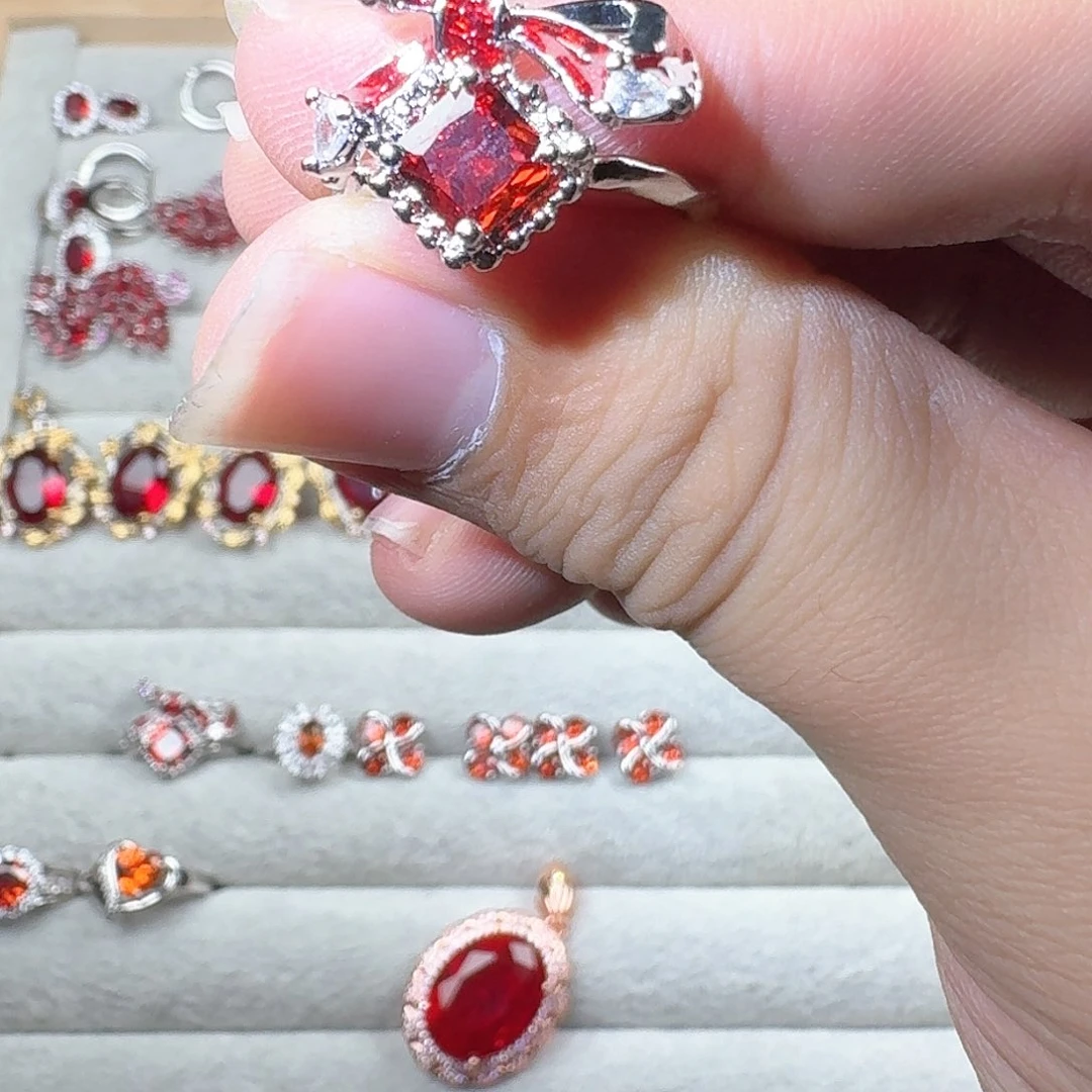 芙蓉石戒指银S925镶嵌