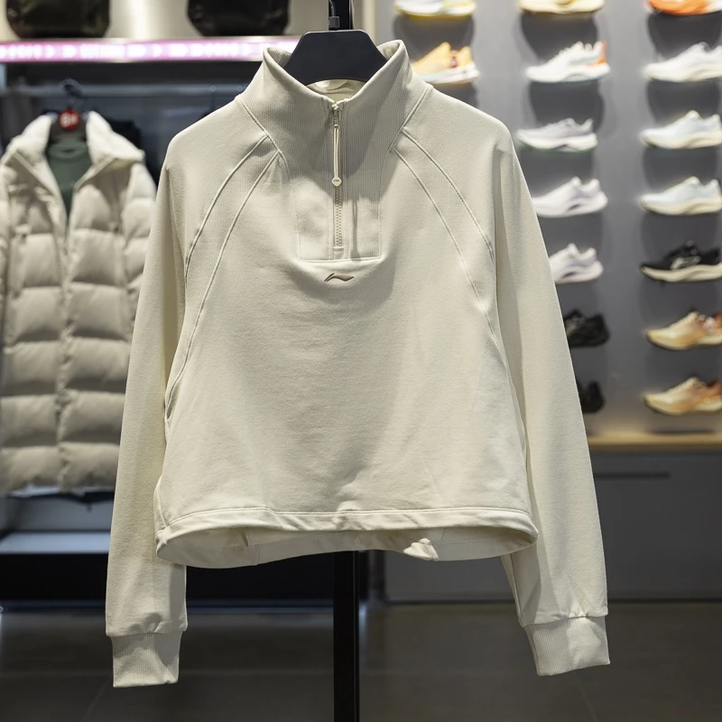 李宁女子卫衣2025春季新款健身系列宽松休闲套头无帽卫衣AWDV432