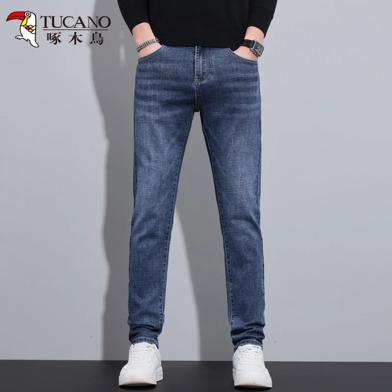 啄木鳥高端牛仔裤春秋季修身户外小脚长裤子男2024新款男裤休闲裤