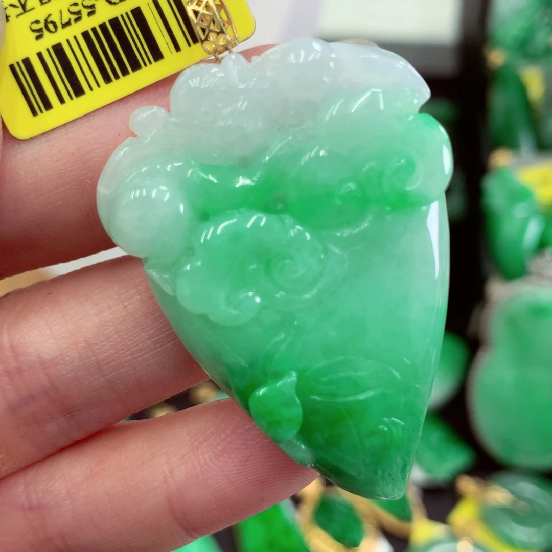 翡翠18K金镶嵌吊坠(不含链)