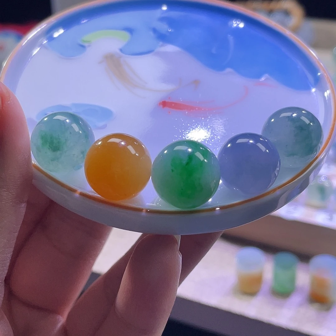 未镶嵌手串翡翠展示勿拍缅甸翡翠a货一组浓色多宝