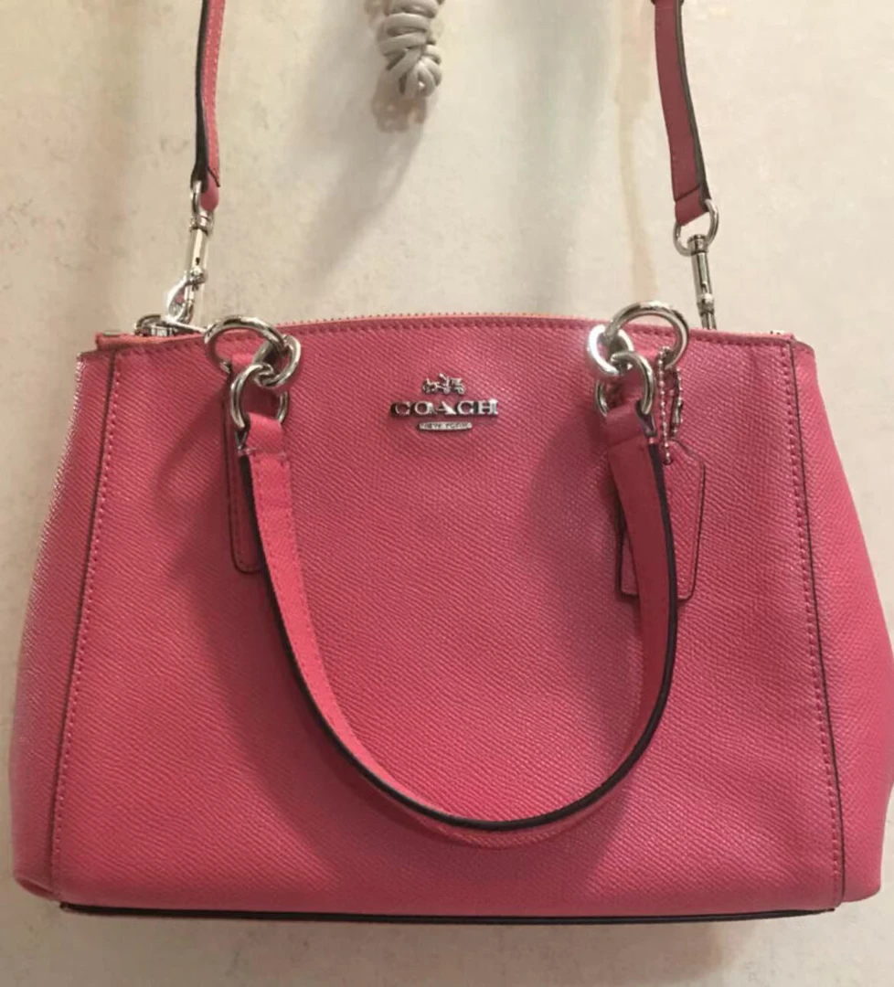 95新 COACH/蔻驰 蔻驰粉色b1360手提单肩包