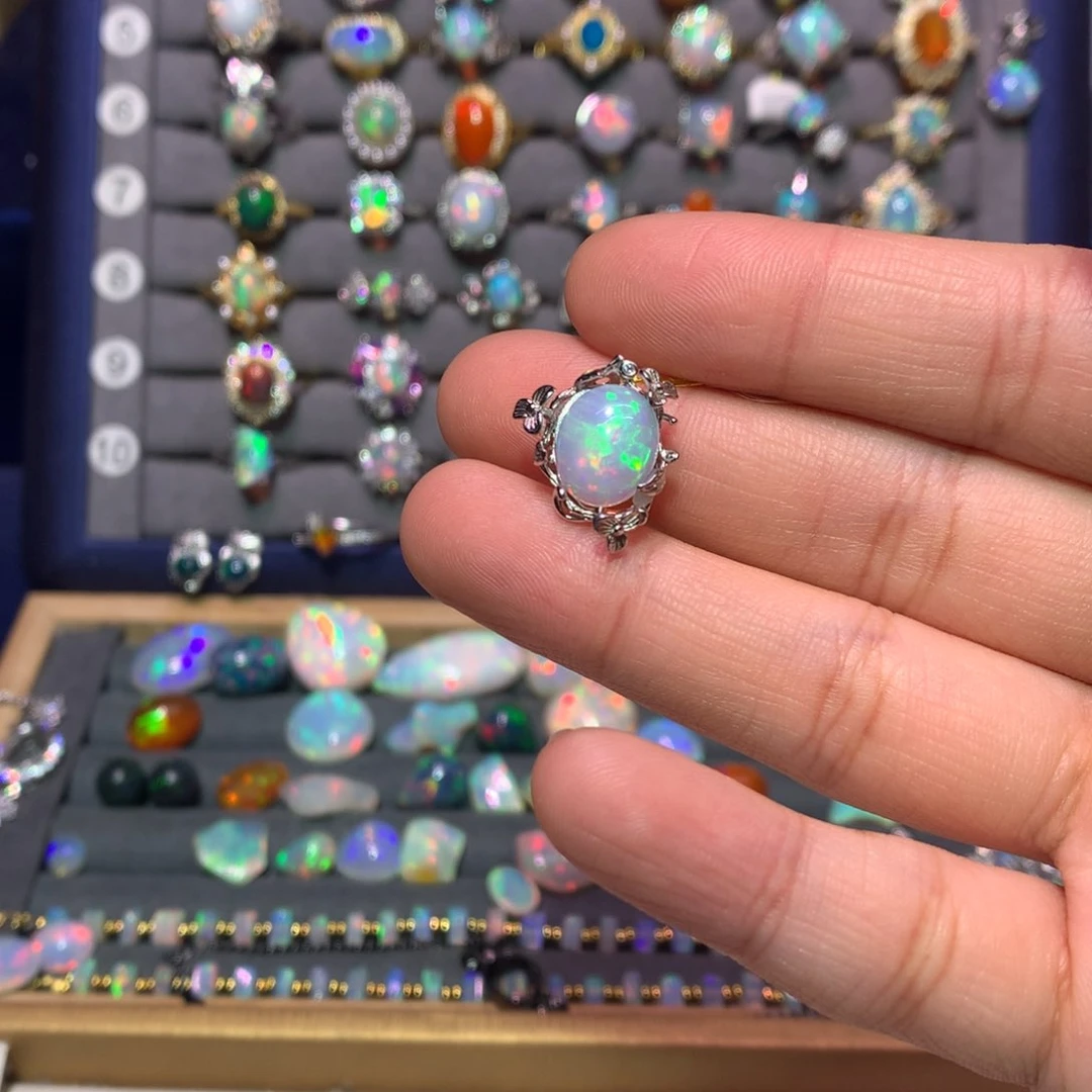 银S925镶嵌欧泊吊坠豆*