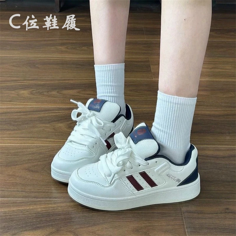 34-40码【退货补运费】港风面包鞋厚底增高休闲小白鞋韩版百搭板鞋