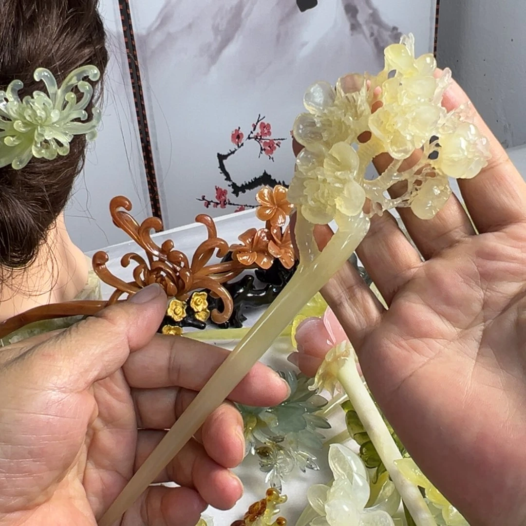 凌***蛇纹石玉未镶嵌发饰