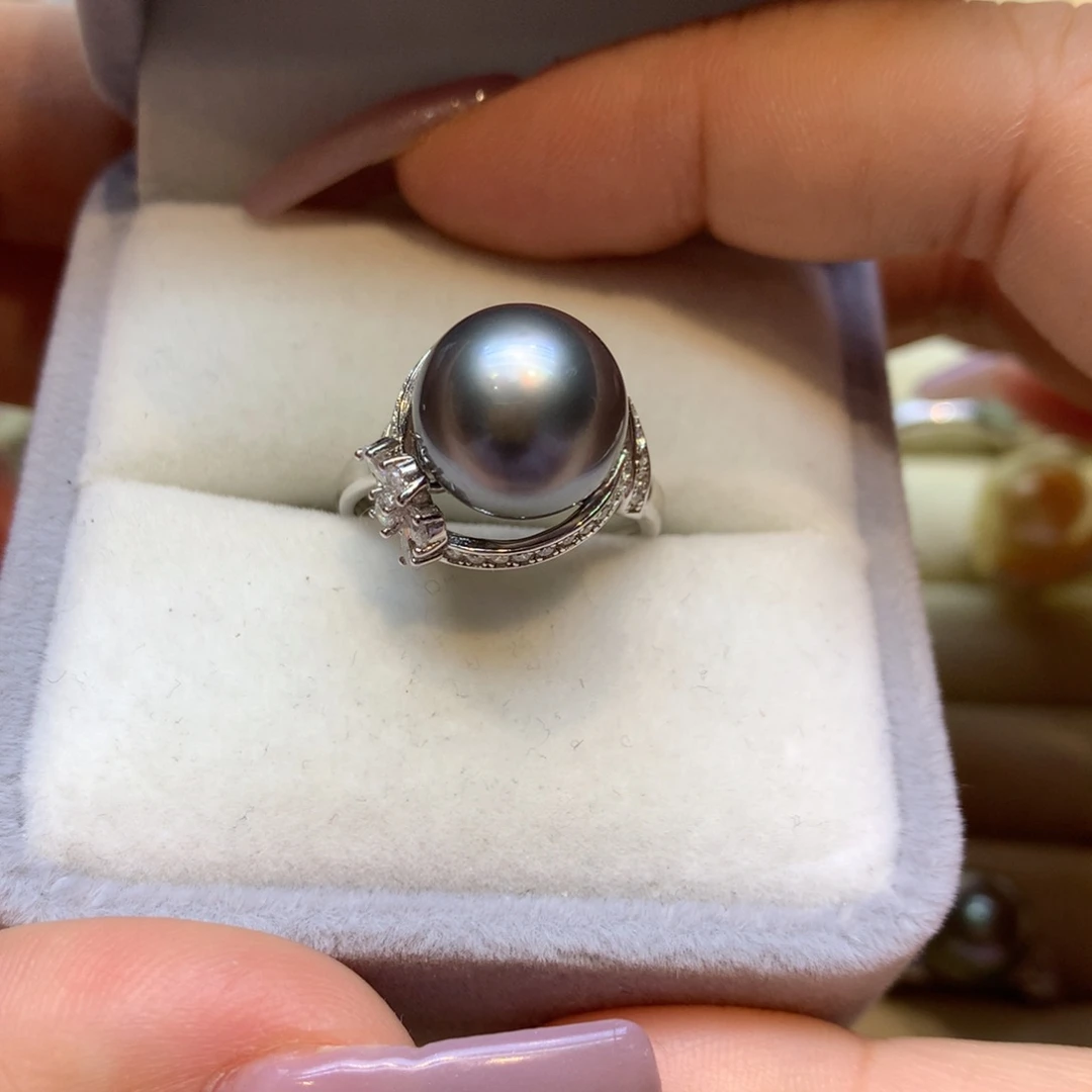 银S925镶嵌戒指海水珍珠