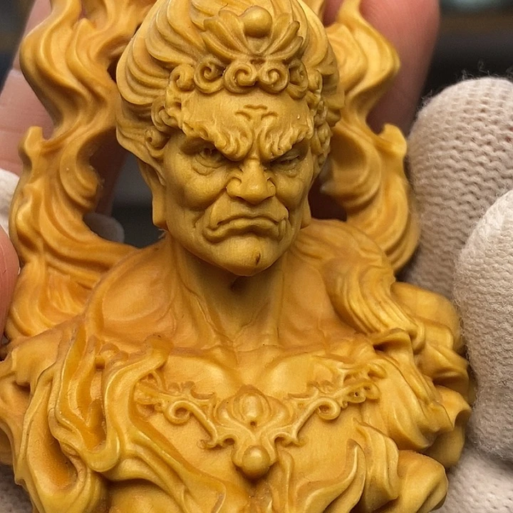 木黄杨木不动明王摆件