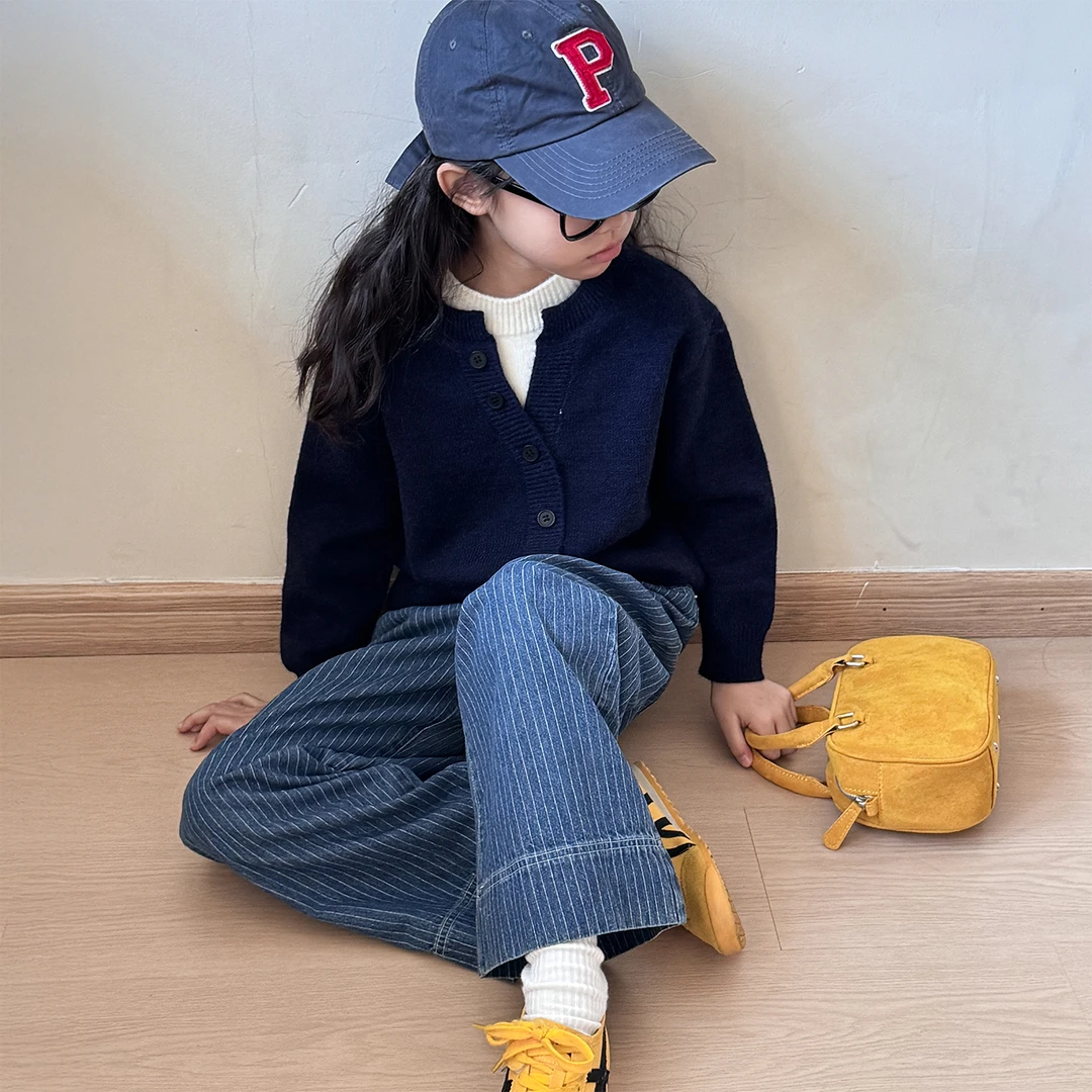 韩版宽松女童牛仔裤2025新款小女孩春秋洋气阔腿裤儿童休闲直筒裤