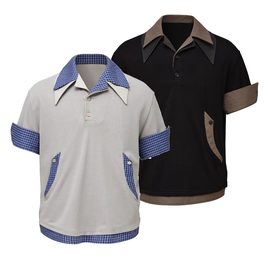 TAICHIISM 匹马棉假两件多领高智感撞色翻领短袖MIU系POLO衫