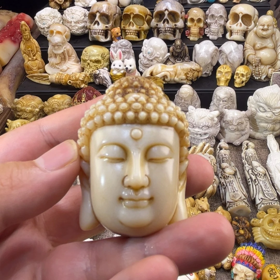 南***虎鹿骨其他鹿角佛头玉化