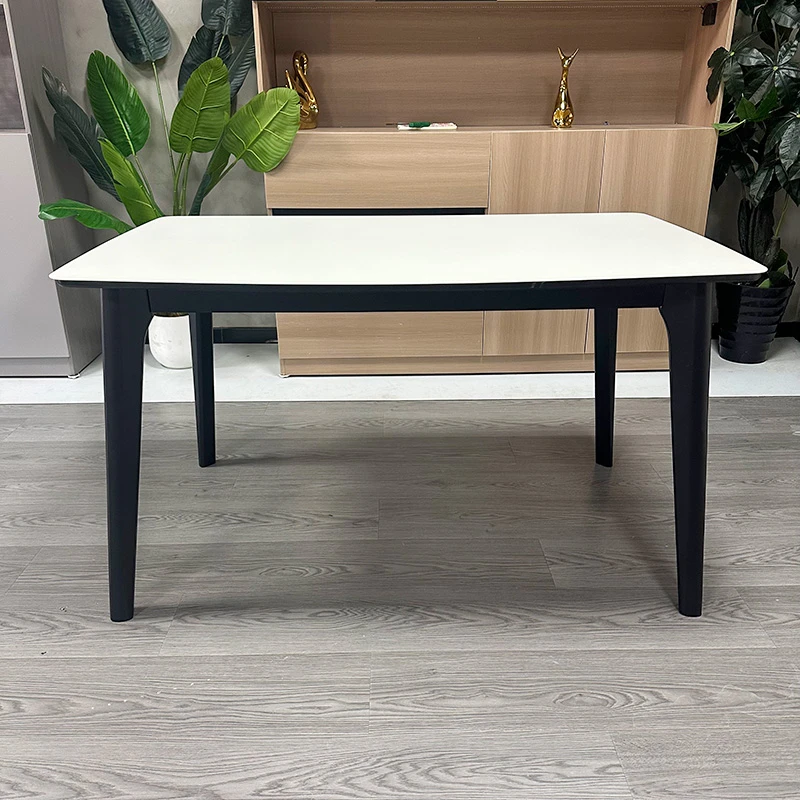 【黑白配色】桌面肌肤冰彩石120cm130cm长桌一体桌网红家具直播