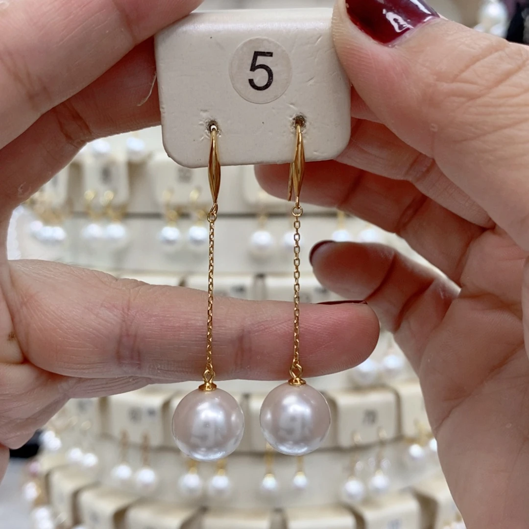 银S925镶嵌淡水珍珠耳饰