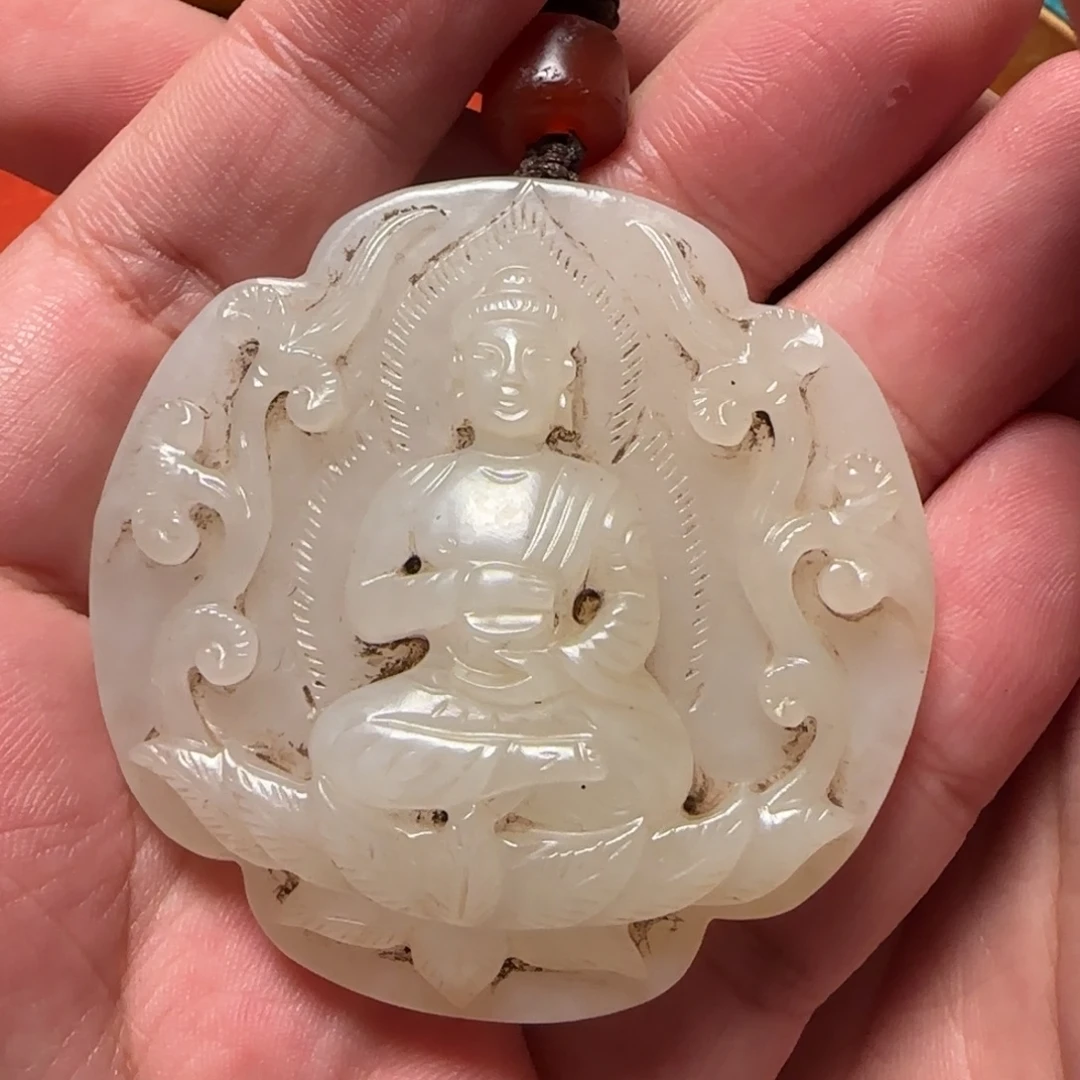 三***，和田玉未镶嵌挂件