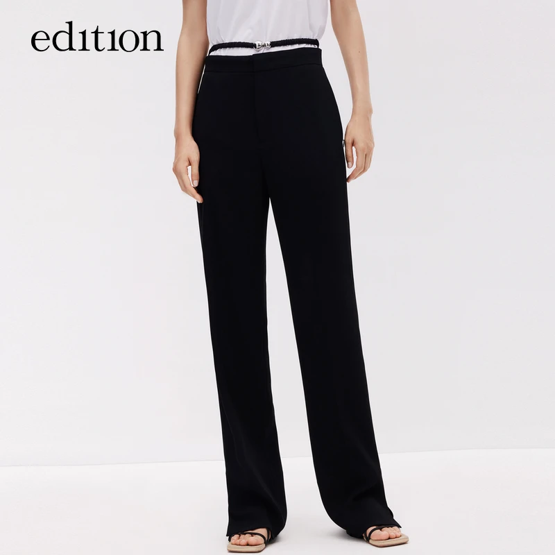 【金拐子专属】edition2时尚黑色显瘦时尚微喇阔腿裤#EBC2PAT007