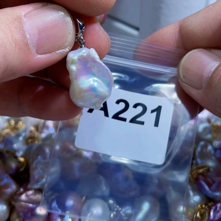 吊坠(不含链)银S925镶嵌淡水珍珠