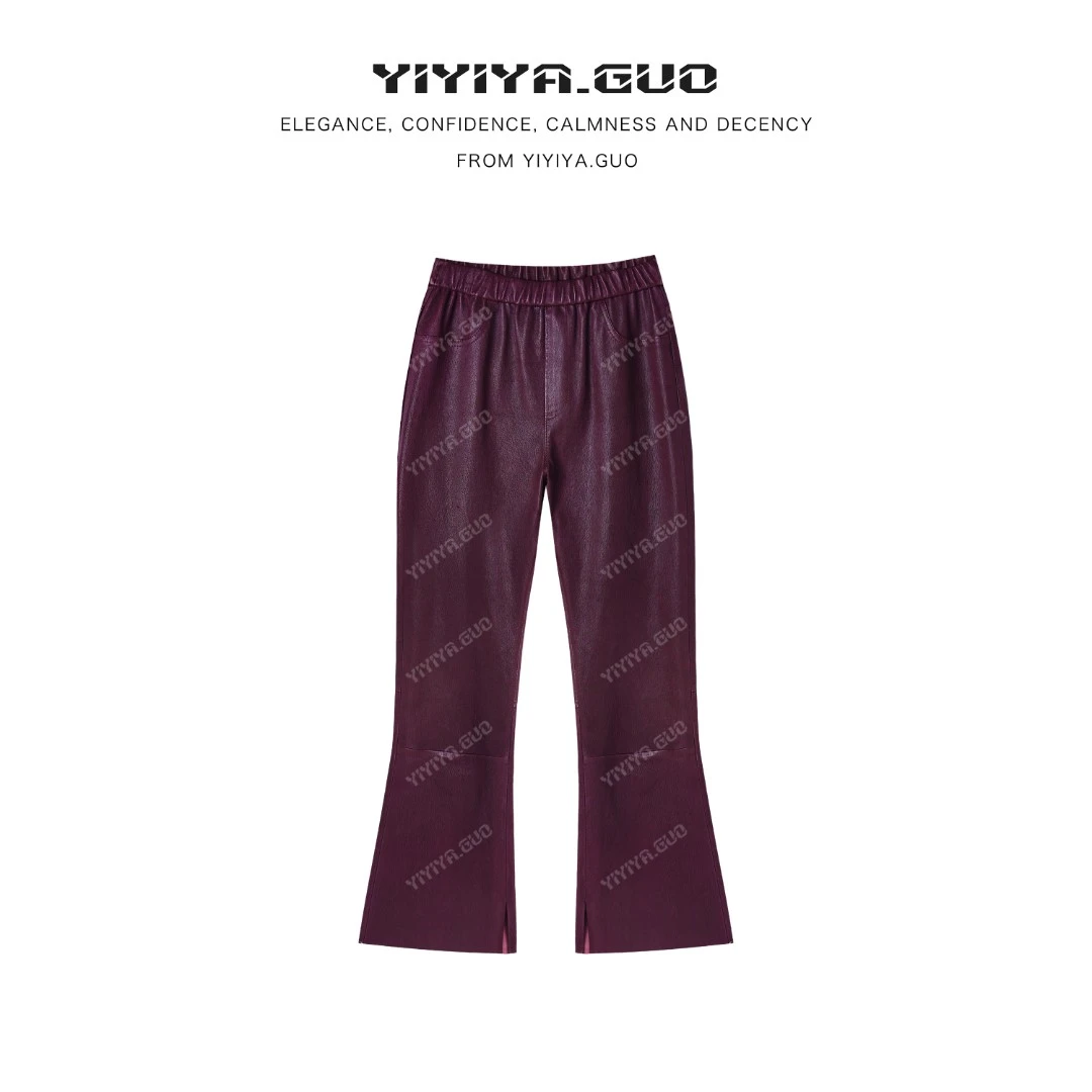 yiyiya.Guo艺艺吖【法4】植糅修身显瘦弹力皮裤2432SS52