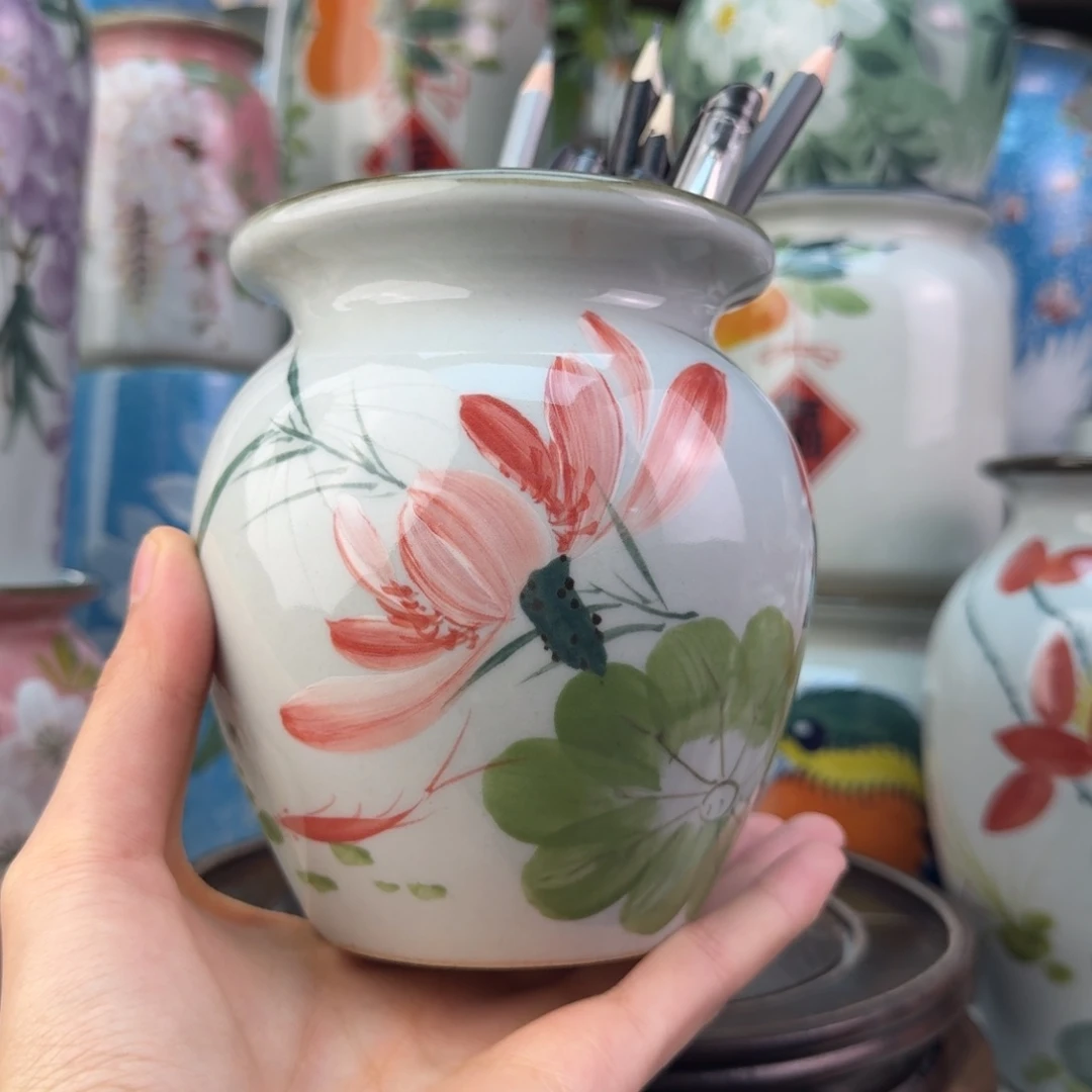 景德镇陶瓷手绘花瓶无孔