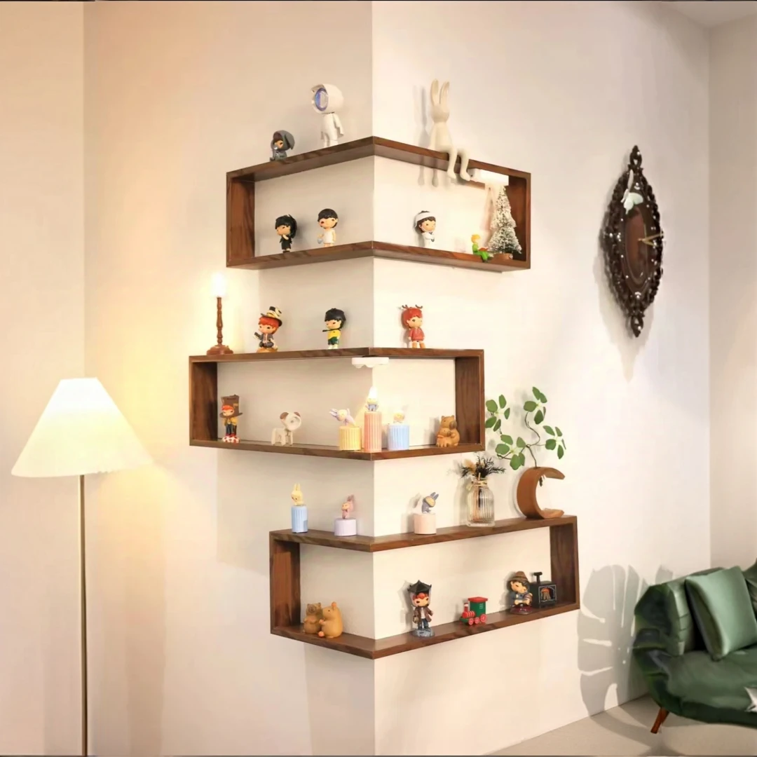 盲盒收纳展示架挂墙小收纳盒展示手办模型展示置物架转角型墙角拐