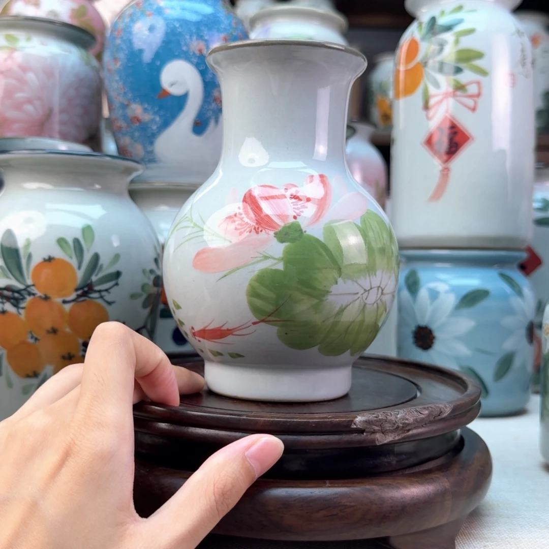 景德镇陶瓷手绘花瓶无孔